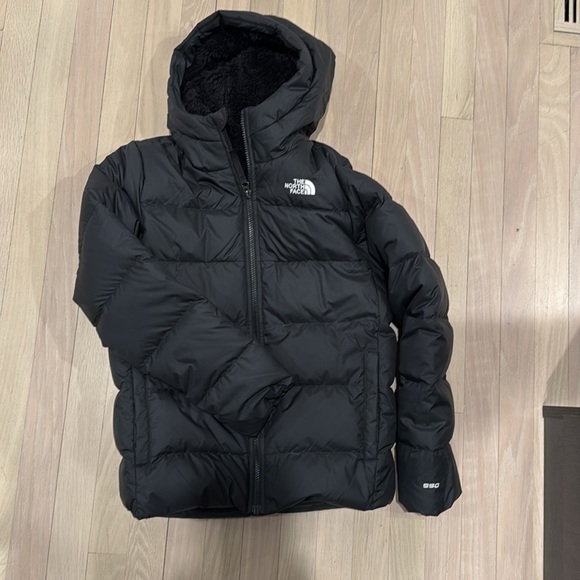 North face youth Large black coat with hood - Picture 3 of 5